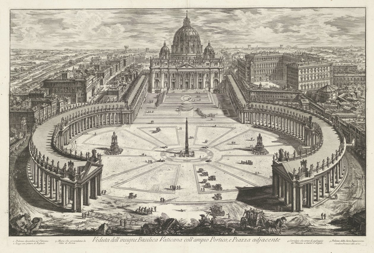 Sint-Pietersplein met de Sint-Pietersbasiliek te Vaticaanstad
Veduta dell
