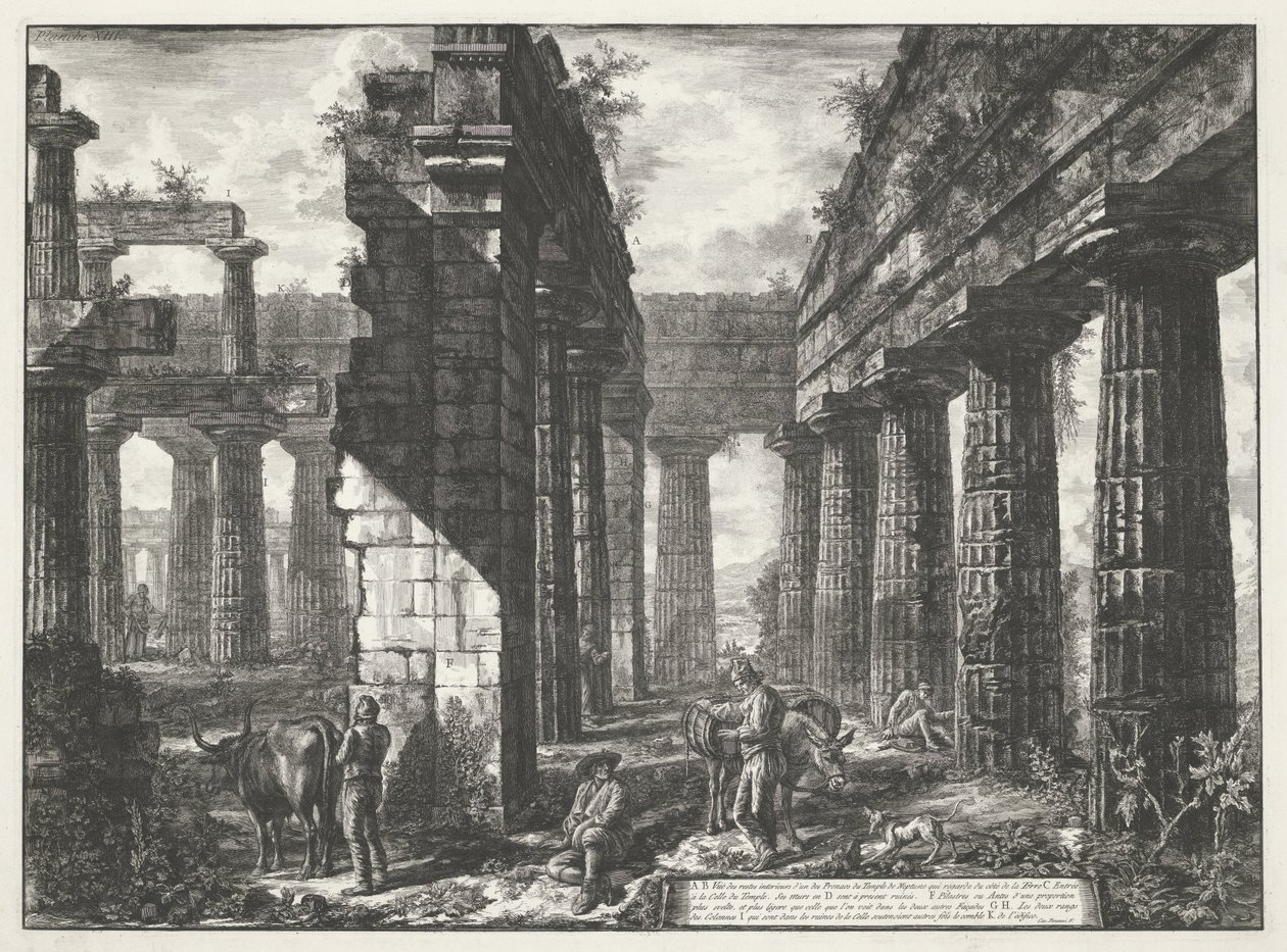 Paestum 的海神庙
仍矗立在派斯顿的三座大型建筑遗迹的各种景观（系列标题）
佩斯图古城三座大型建筑遗迹的不同景观 作者 乔凡尼·巴蒂斯塔·皮拉涅西