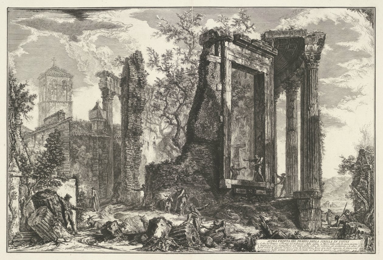 蒂沃利的灶神神庙和提布缇恩斯-西比尔神庙（Tempel van Vesta en de Tempel van de Tiburtijnse Sibille in Tivoli
提沃利的茜玻丽神庙的另一景色（标题见实物）
罗马风景（系列标题）
建筑师皮拉内西（Giambattista Piranesi）绘制并雕刻的罗马风景（系列标题 作者 乔凡尼·巴蒂斯塔·皮拉涅西