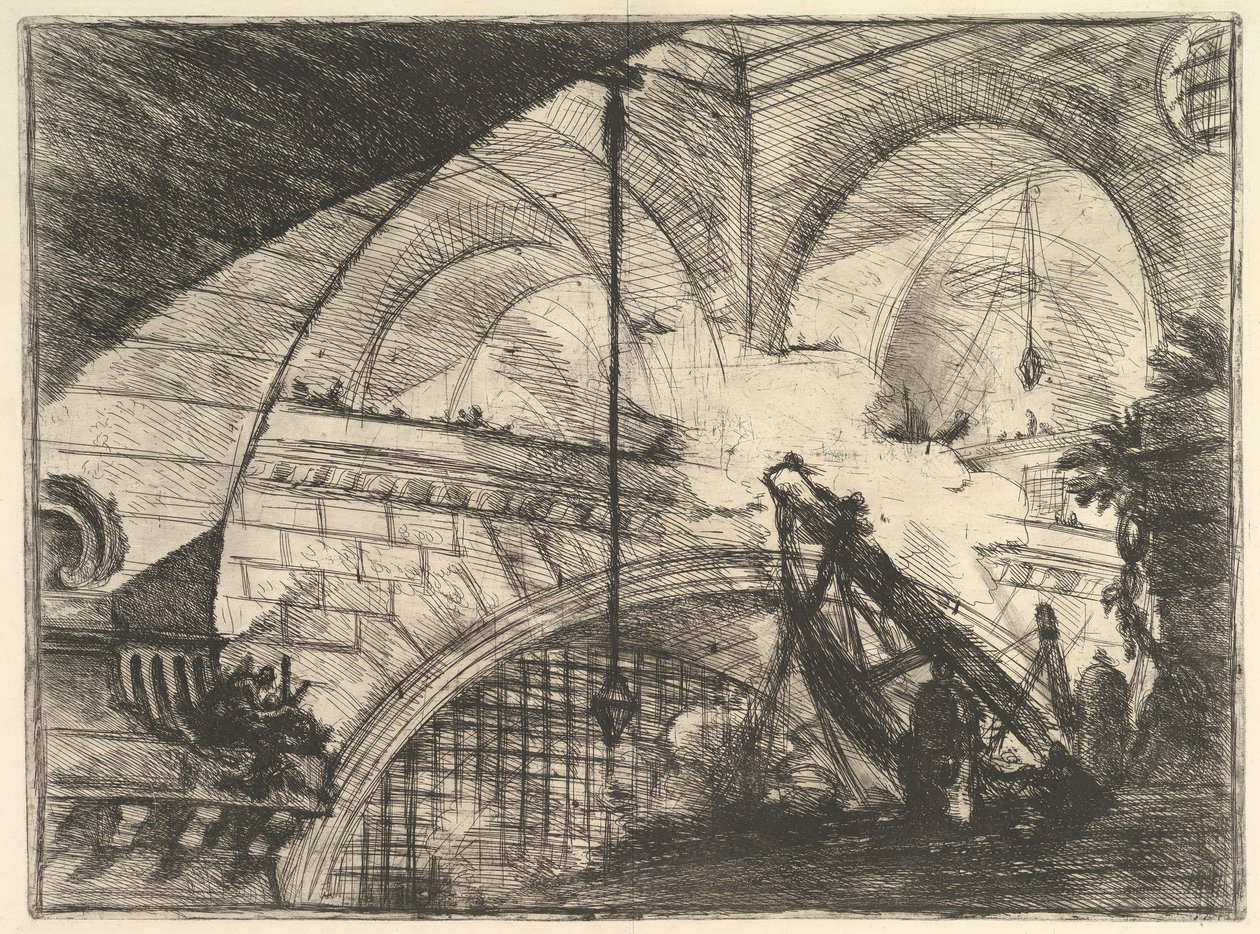 带有贝壳装饰物的拱门，来自Carceri dinvenzione Imaginary Prisons，ca。 1749-50。 作者 乔凡尼·巴蒂斯塔·皮拉涅西