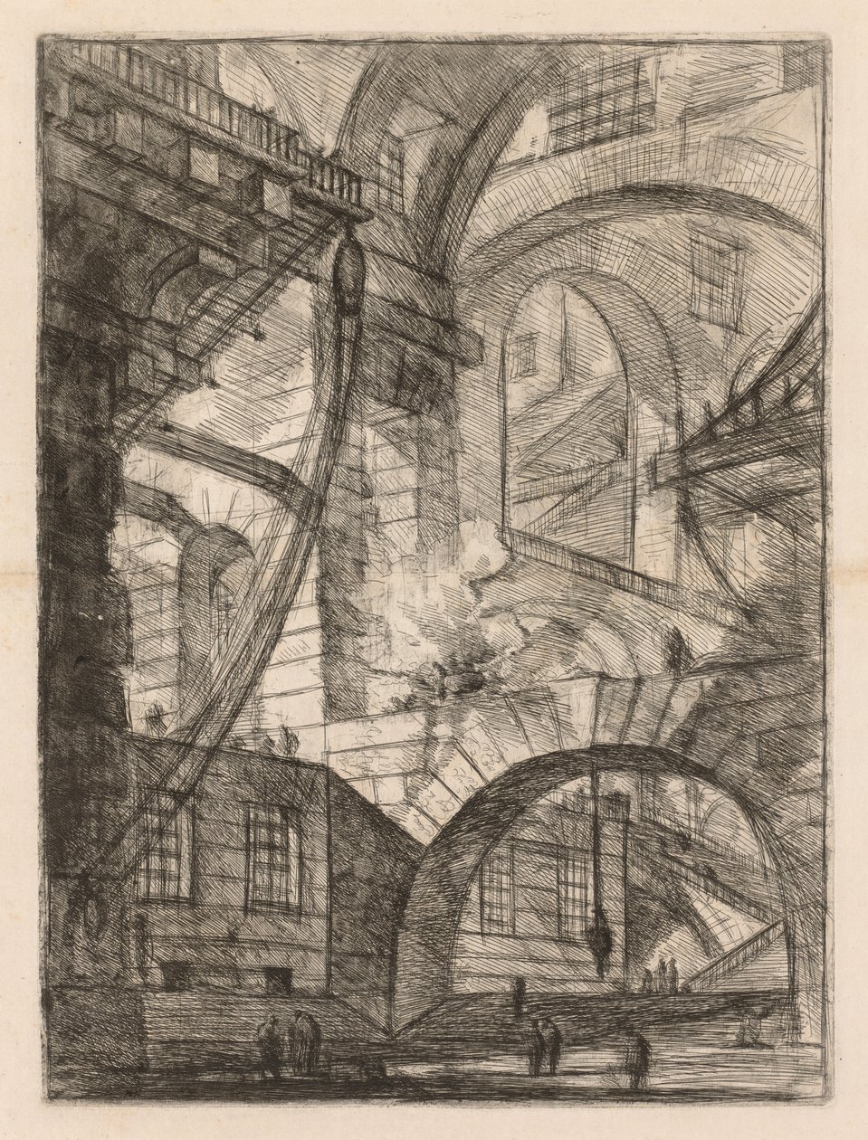监狱：吸烟之火的拱门透视，1745-1750年。 作者 乔凡尼·巴蒂斯塔·皮拉涅西