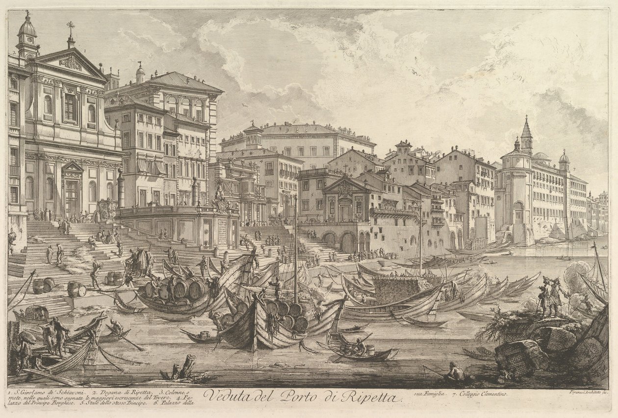 较小的港口，称为Porto di Rawtta港口。 1753。 作者 乔凡尼·巴蒂斯塔·皮拉涅西