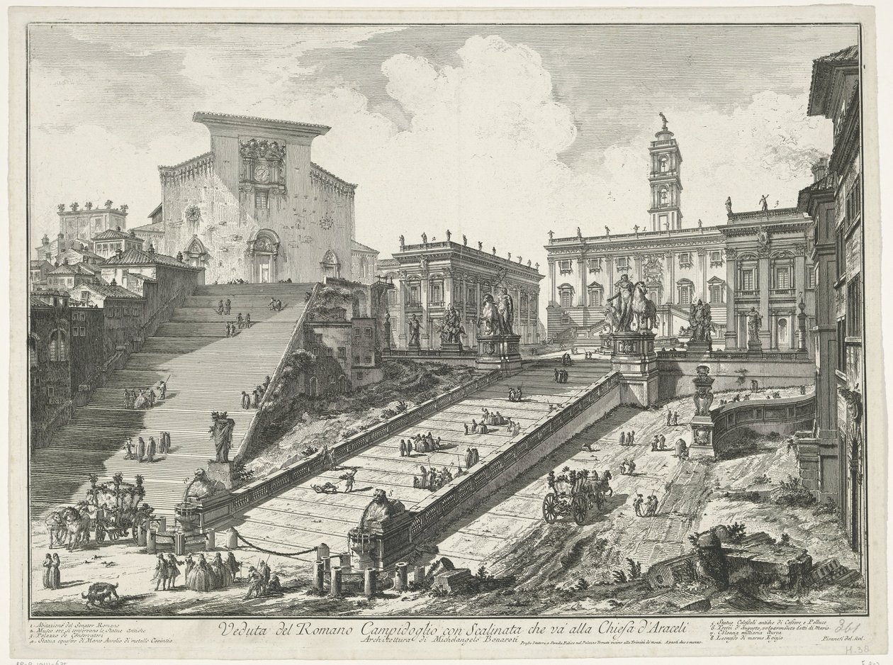 罗马坎皮多格利奥广场和阿拉科埃利圣玛丽亚广场之旅
Veduta del Romano Campidoglio con Scalinata che va alla Chiesa d