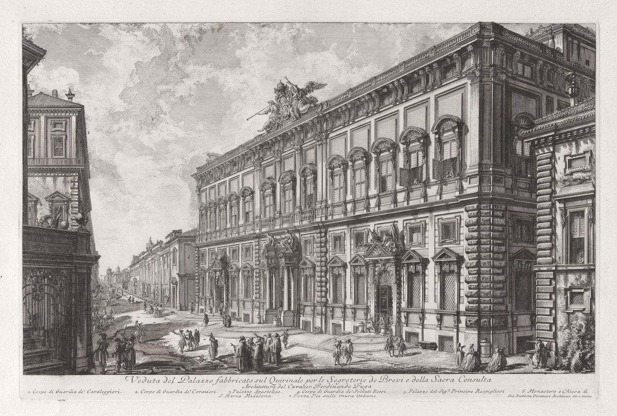 Veduta del Palazzo fabbricato sul Quirinale per le Segreteria de Brevi et della Sacra Consulta（为书简秘书和神圣议会而建的基里纳宫景观），选自 Vedute di Roma 作者 乔凡尼·巴蒂斯塔·皮拉涅西