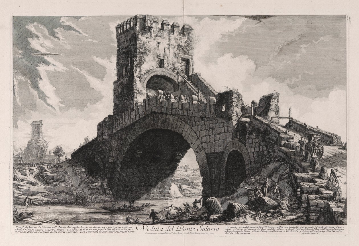 Veduta del Ponte Salario（萨拉里奥桥景观），选自《罗马风光 作者 乔凡尼·巴蒂斯塔·皮拉涅西