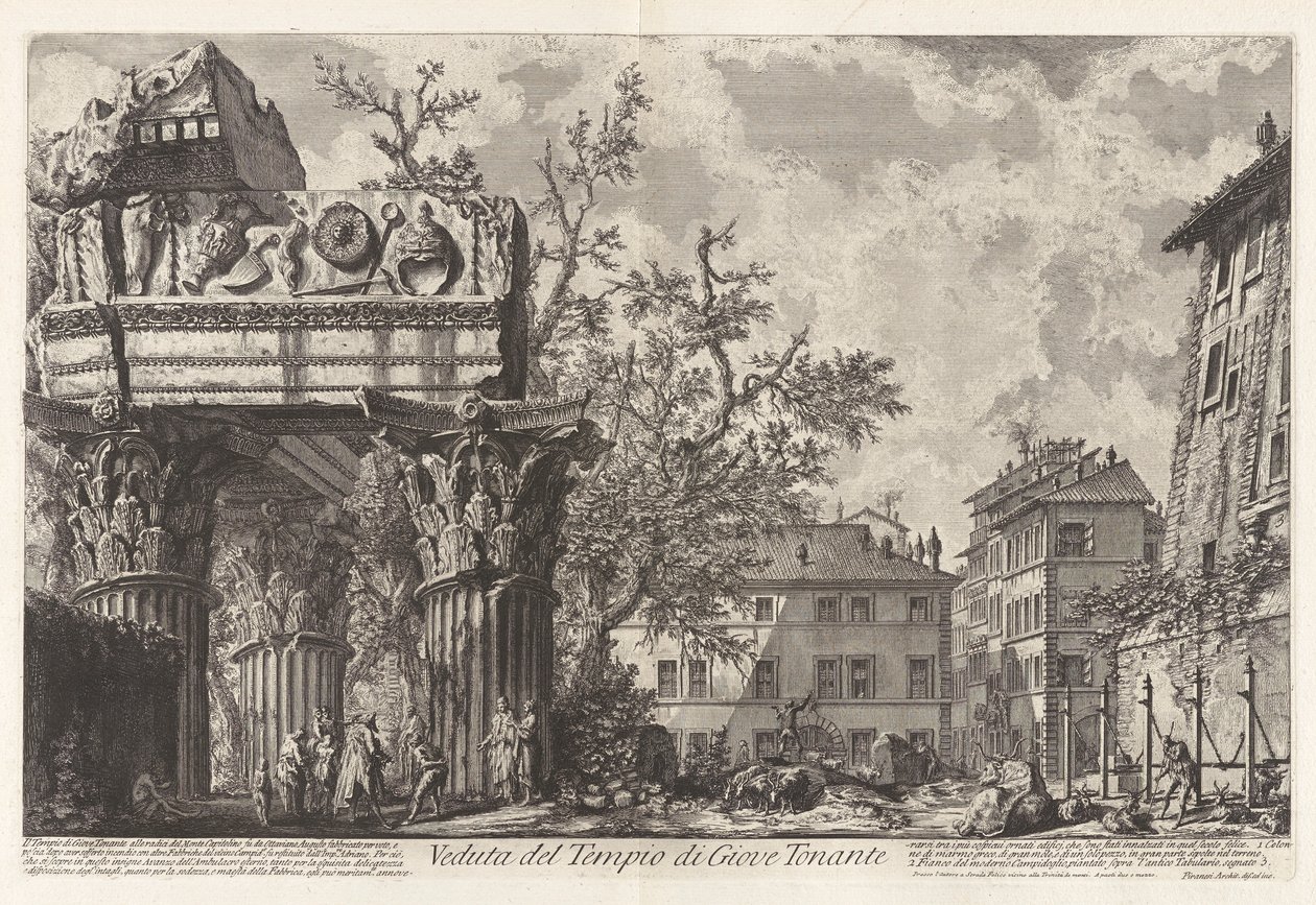 Veduta del Tempio di Giove Tonante（朱庇特托南神庙景观；实际上是维斯帕先和提图斯神庙），选自《罗马景观》（Vedute di Roma 作者 乔凡尼·巴蒂斯塔·皮拉涅西