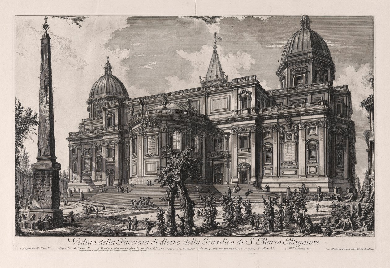 Veduta della Facciata di dietro della Basilica di S. Maria Maggiore（圣玛丽亚-马焦雷大教堂后部的门廊景观），选自《罗马景观》。 作者 乔凡尼·巴蒂斯塔·皮拉涅西