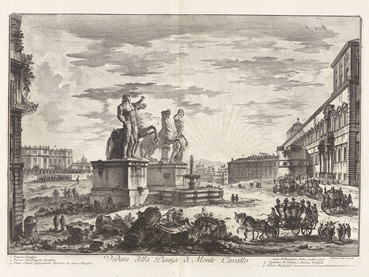 Veduta della Piazza di Monte Cavallo（卡瓦略山广场景色[现为基里纳莱广场和基里纳宫]），选自《罗马风景图 作者 乔凡尼·巴蒂斯塔·皮拉涅西