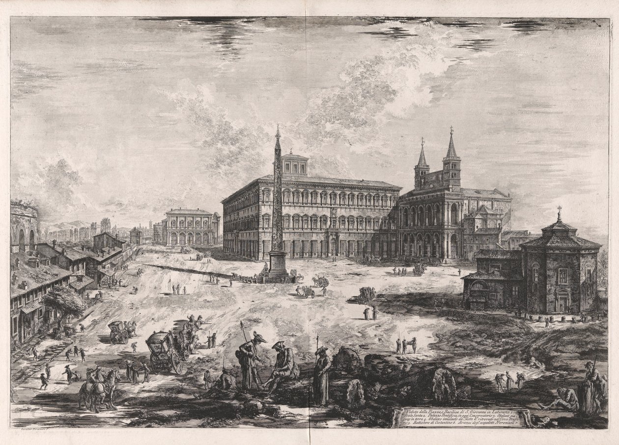 Veduta della Piazza, e Basilica di S. Giovanni in Laterano（广场和拉特拉塔诺圣乔凡尼大教堂景观），选自《罗马景观》。 作者 乔凡尼·巴蒂斯塔·皮拉涅西