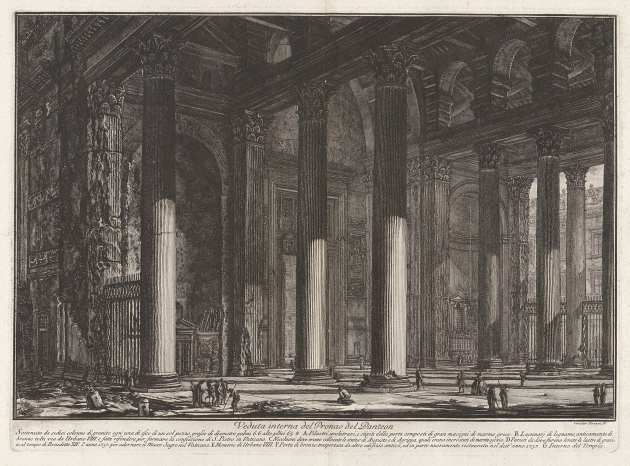 Veduta interna del Pronao del Panteon（万神殿普罗纳奥斯内景），选自 Vedute di Roma（罗马景观） 作者 乔凡尼·巴蒂斯塔·皮拉涅西