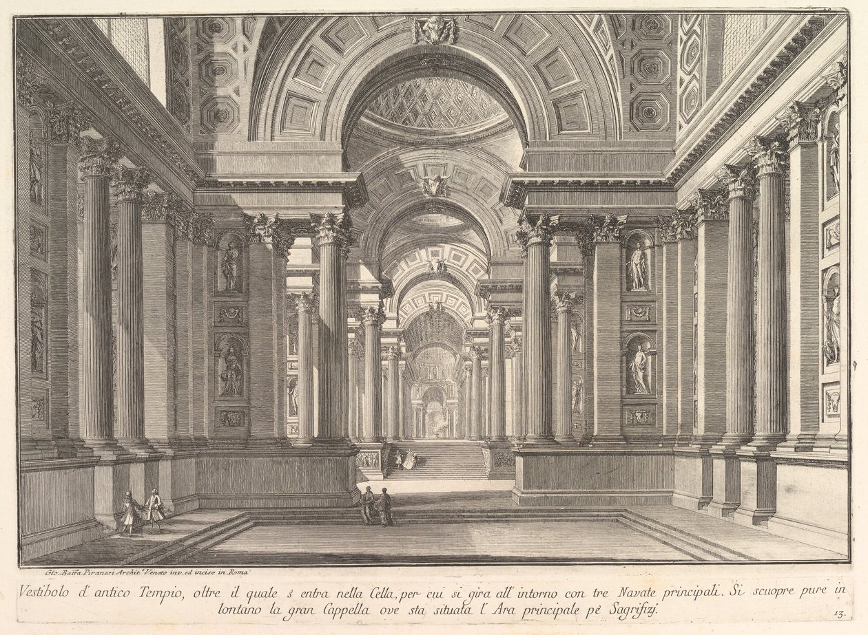 一个古老寺庙的前庭。 。 。古庙前庭。 。 。，ca. 1743至50年。 作者 乔凡尼·巴蒂斯塔·皮拉涅西