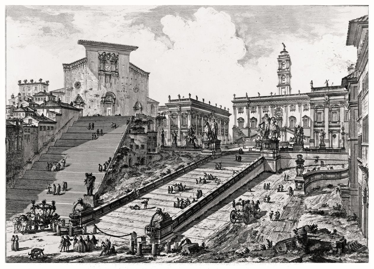 卡比托利欧山的景色，来自“罗马观”系列，1760年 作者 乔凡尼·巴蒂斯塔·皮拉涅西