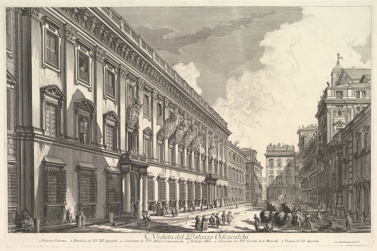 奥德查利宫（Palazzo Odeschali）的景色，来自罗马Vedute di Roman Views，ca。 1753。 作者 乔凡尼·巴蒂斯塔·皮拉涅西