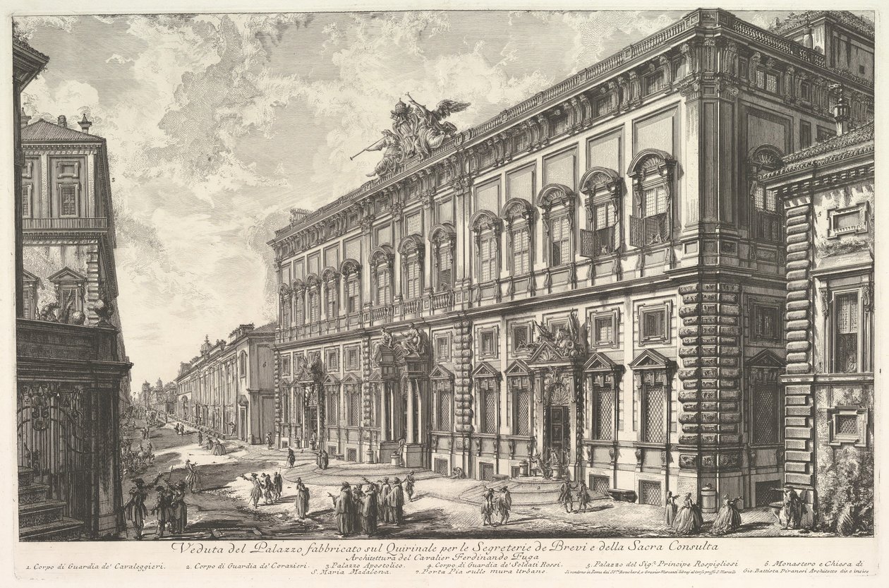 在Quirinal上的Palazzo della Consulta查看教皇的秘密，f...，约1760-78。 作者 乔凡尼·巴蒂斯塔·皮拉涅西