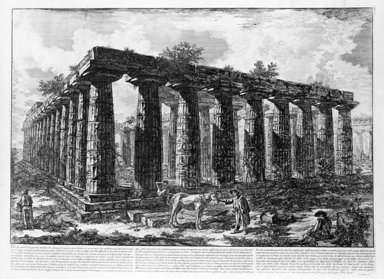 View of the Temples of Paestum (litho) 作者 乔凡尼·巴蒂斯塔·皮拉涅西