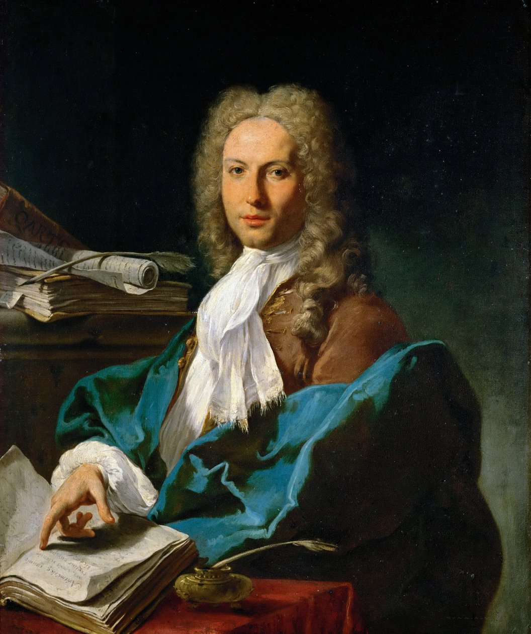 洛可可风格：一个数学家的肖像 par Pittoni, Giovan Battista (1687-1767), 约1740。布面油画，93x81。艺术史博物馆，维埃纳 作者 乔凡尼·巴蒂斯塔·皮托尼