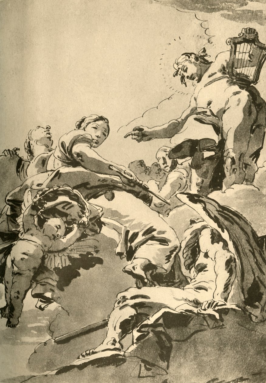 阿波罗（Apollo），缪斯女神和计时星，c1730，1928年 作者 乔凡尼·巴蒂斯塔·提埃波罗