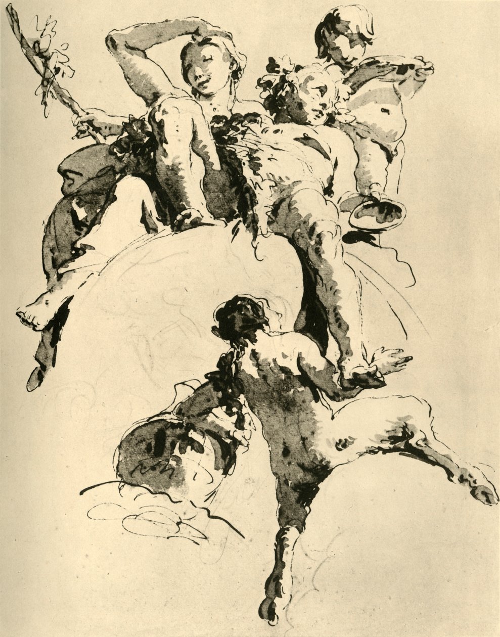 酒神和亚里亚德（Bacchus and Ariadne），c1740，1928年 作者 乔凡尼·巴蒂斯塔·提埃波罗