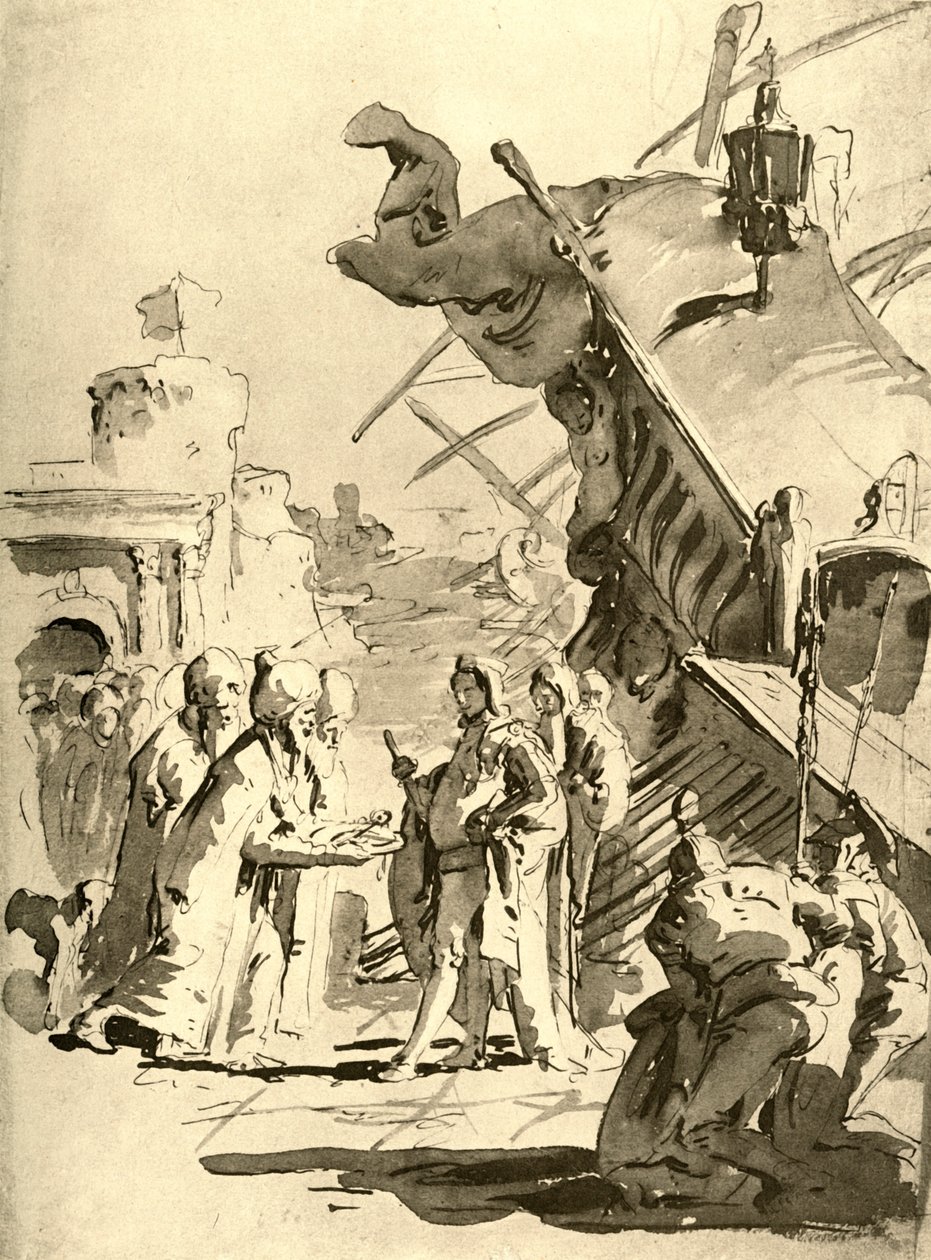 18世纪中叶，一个城镇投降，1928年 作者 乔凡尼·巴蒂斯塔·提埃波罗