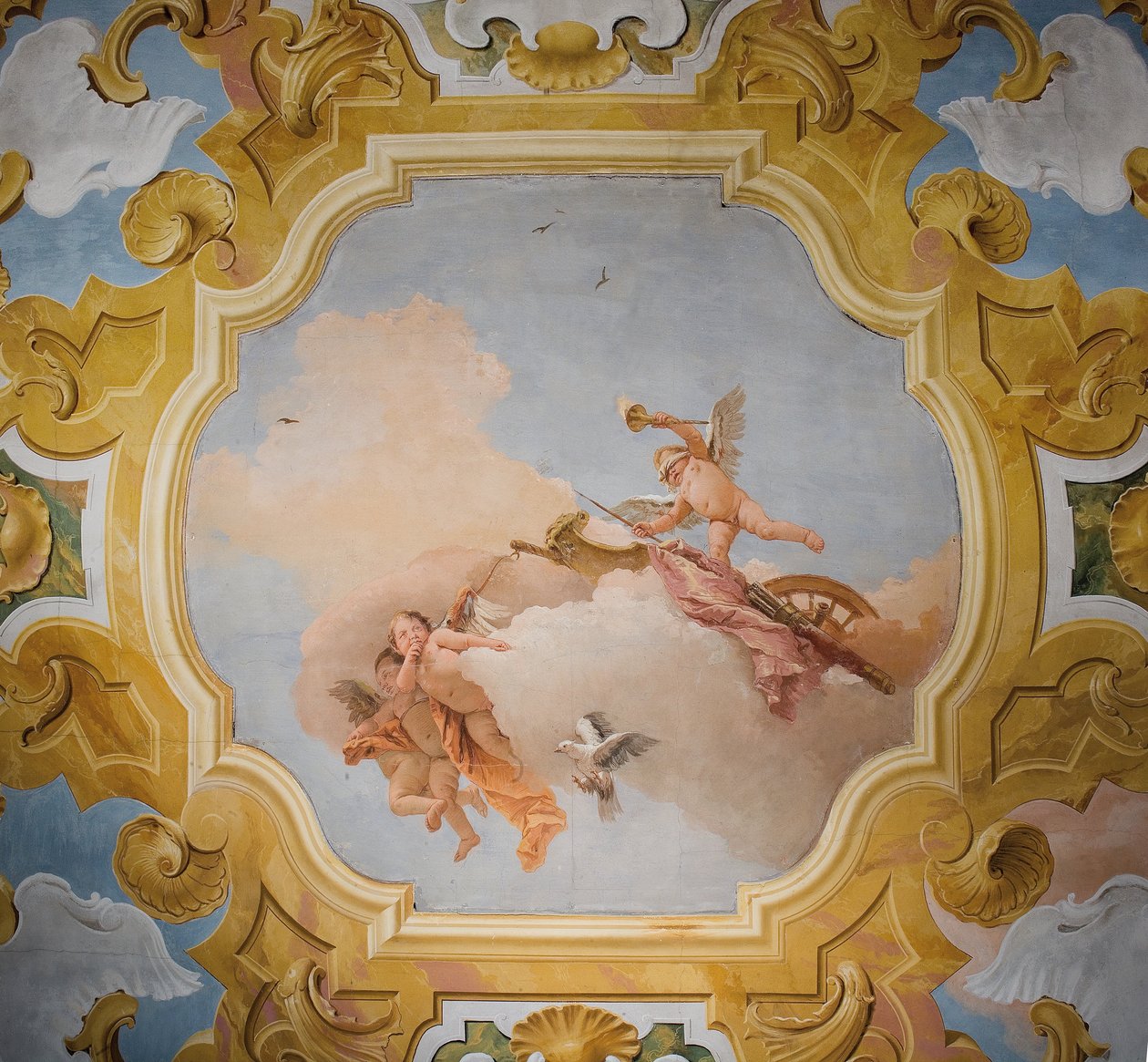 1757年在Palazzina的Orlando Furioso房间的天花板 作者 乔凡尼·巴蒂斯塔·提埃波罗