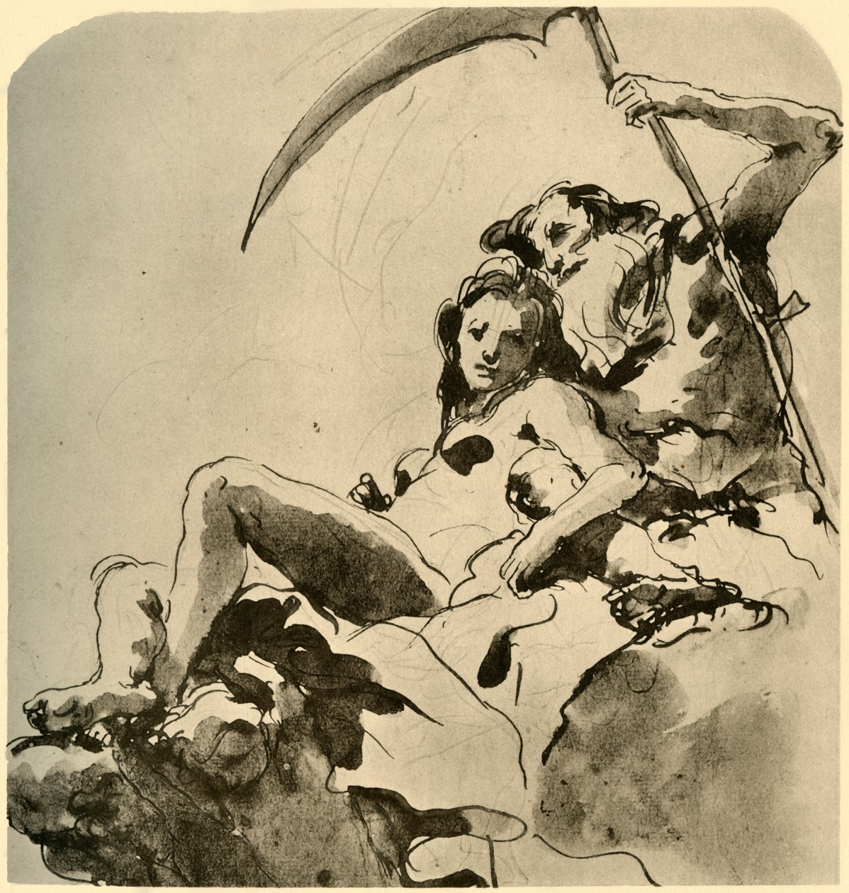 计时与年轻女子，18世纪中叶，1928年 作者 乔凡尼·巴蒂斯塔·提埃波罗