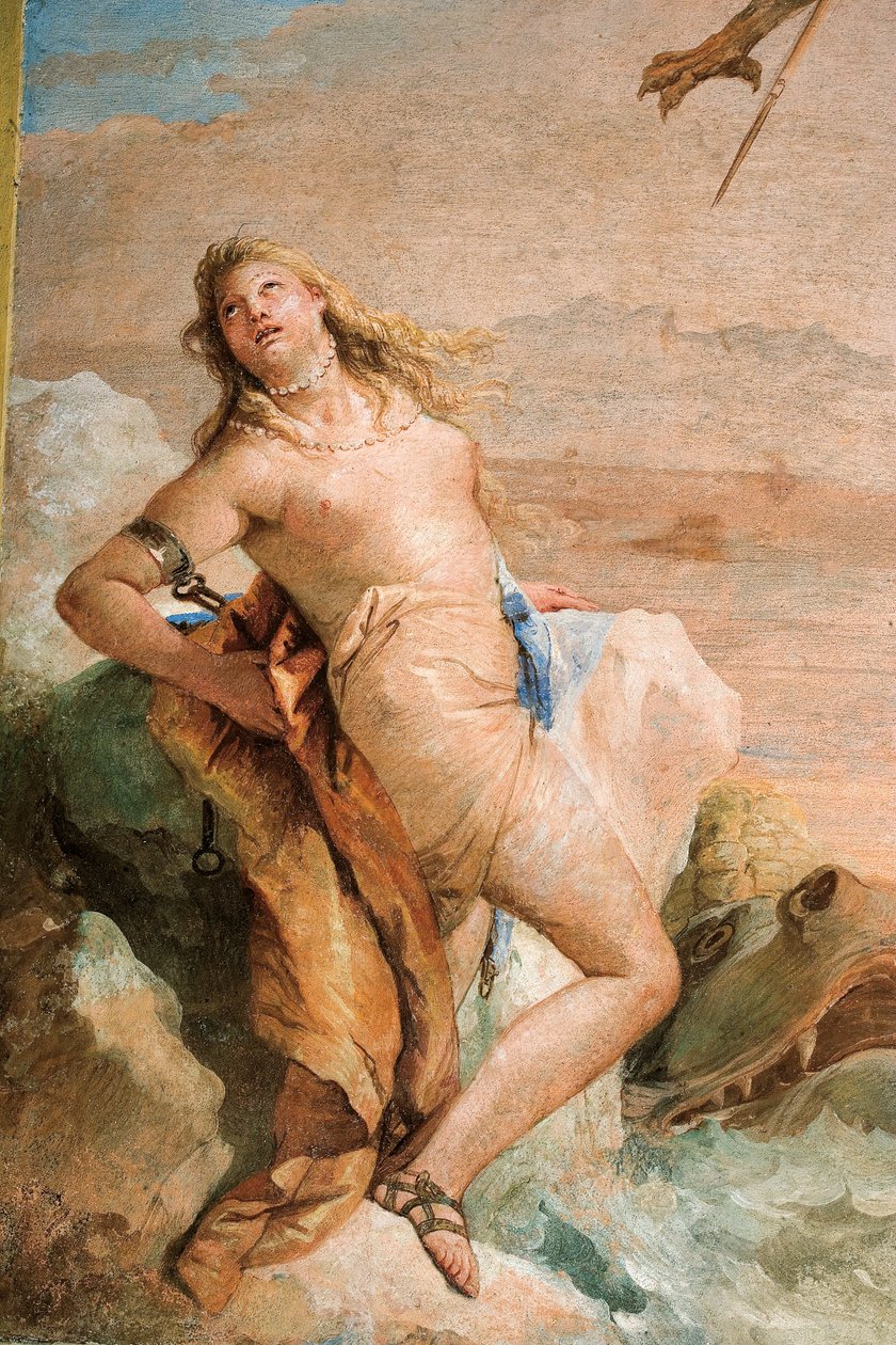 当地的细节，来自Ruggero Freeing Angelica，来自奥兰多Furioso的房间，位于Palazzina，1757 作者 乔凡尼·巴蒂斯塔·提埃波罗
