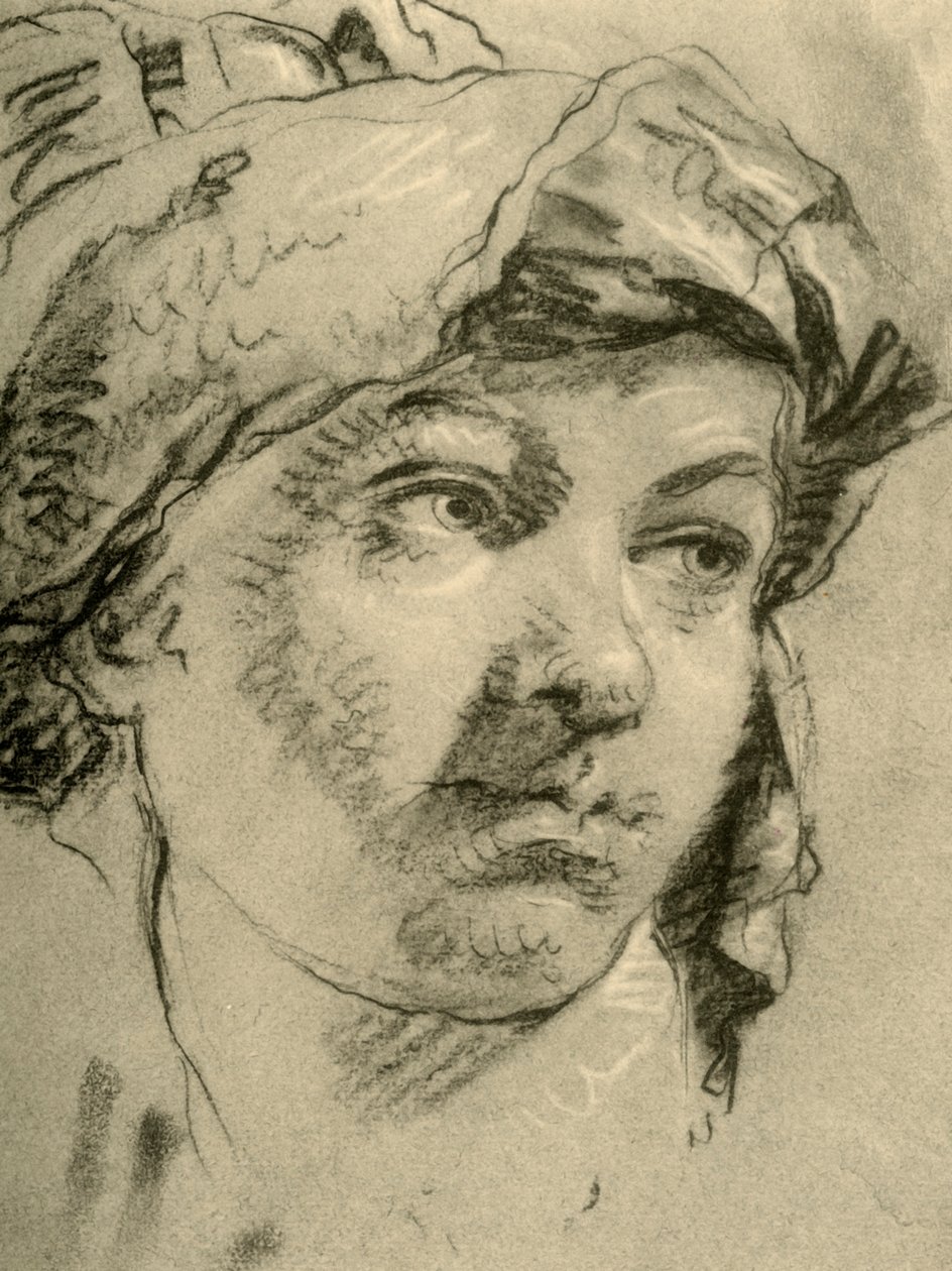 1928年，带头巾的女孩头，1928年 作者 乔凡尼·巴蒂斯塔·提埃波罗