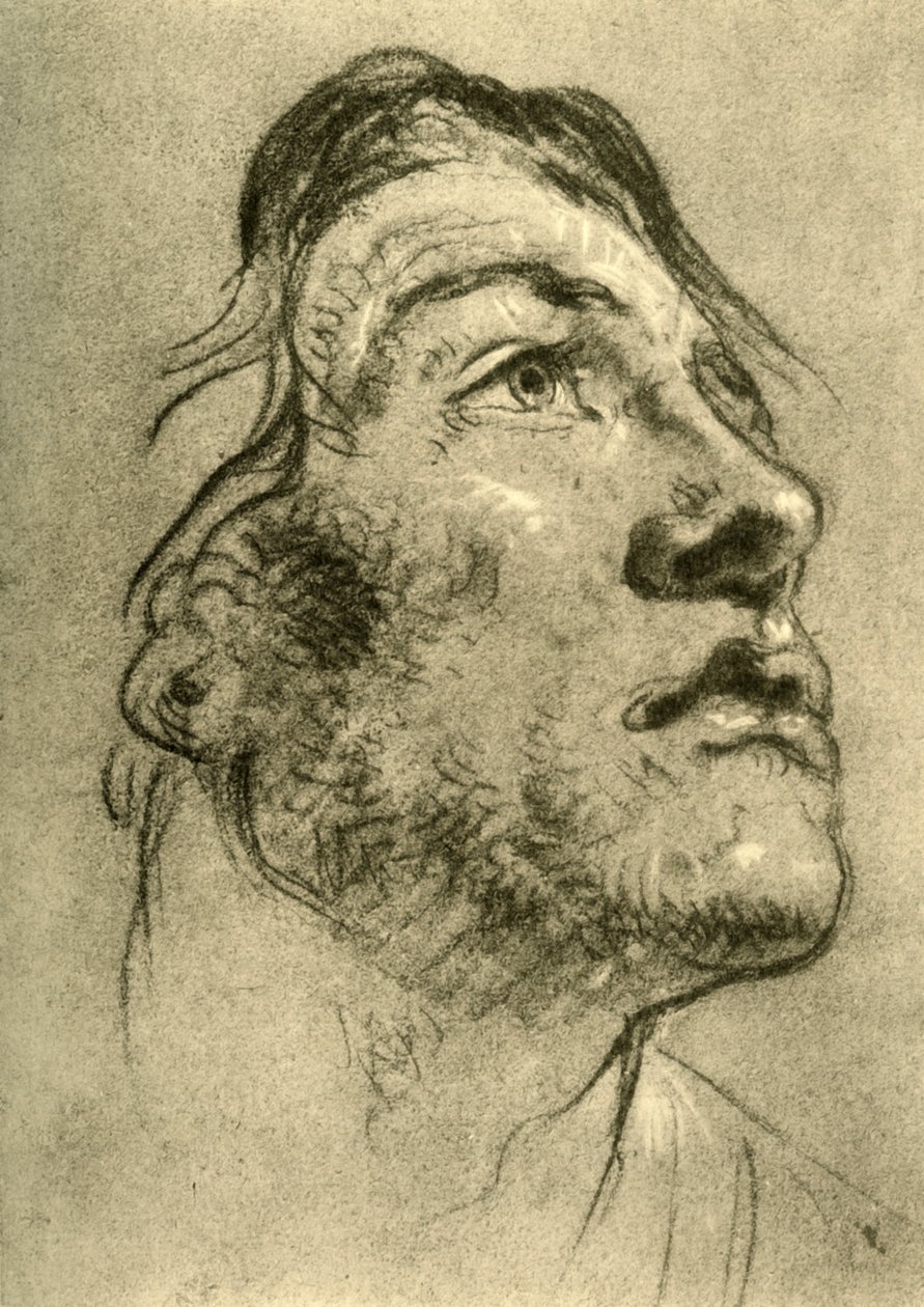 十八世纪中叶，一名年轻男子的头像，几乎轮廓鲜明，仰望，1928年 作者 乔凡尼·巴蒂斯塔·提埃波罗