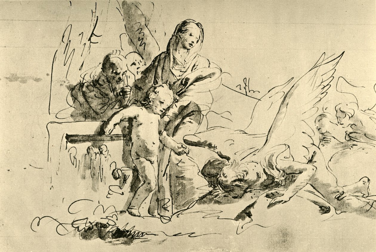 神圣家族与天使，18世纪中叶，1928年 作者 乔凡尼·巴蒂斯塔·提埃波罗