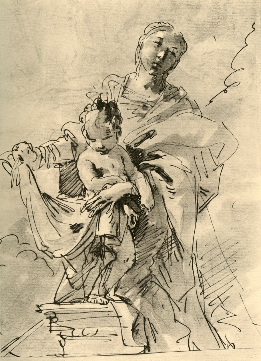 麦当娜与孩子，18世纪中叶，1928年 作者 乔凡尼·巴蒂斯塔·提埃波罗