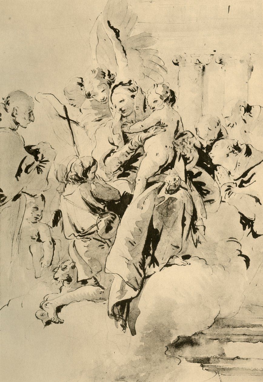 麦当娜与圣徒和天使，18世纪中叶，1928年 作者 乔凡尼·巴蒂斯塔·提埃波罗