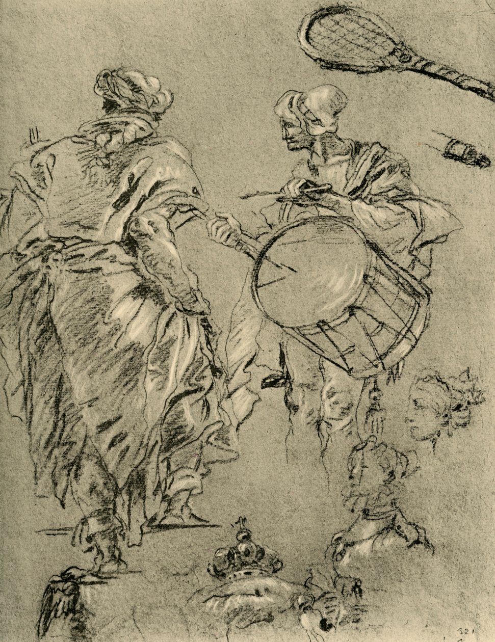 从后面看的人，鼓手和小书房，1751-1752年，1928年 作者 乔凡尼·巴蒂斯塔·提埃波罗