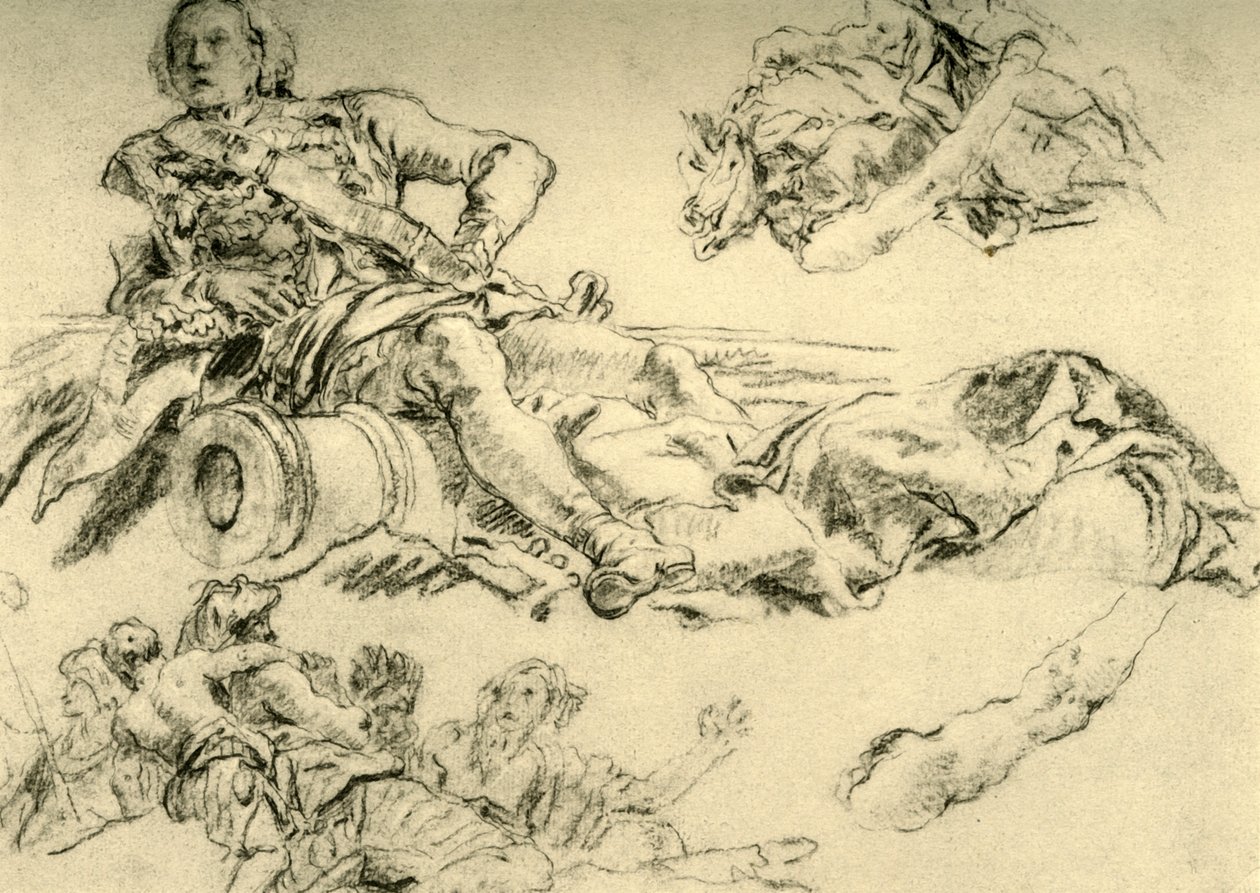 军官在大炮旁边安营扎寨，1752-1753年，1928年 作者 乔凡尼·巴蒂斯塔·提埃波罗