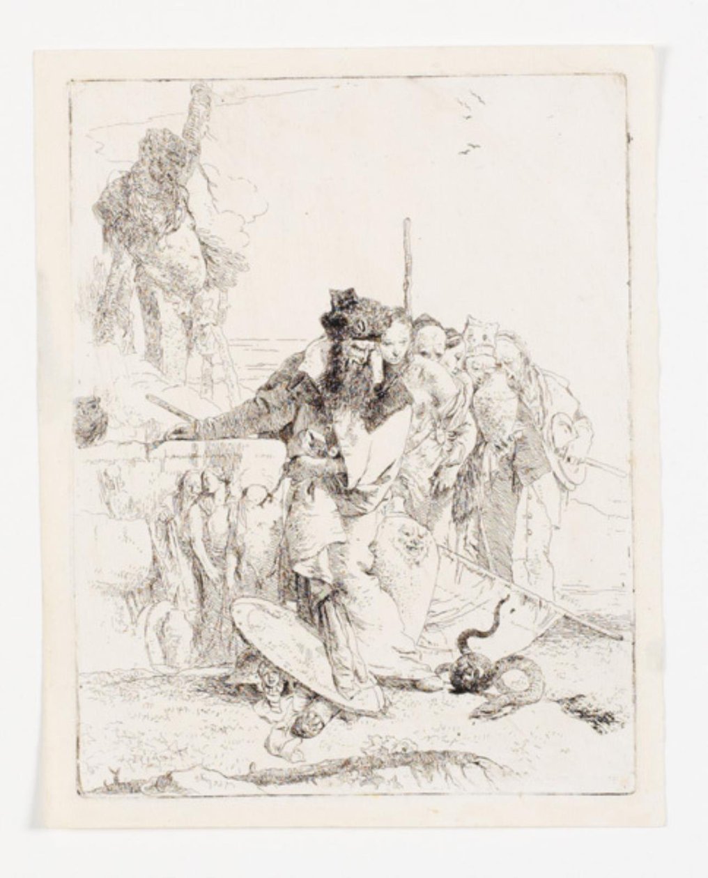 六人看蛇。Scherzi di fantasia 系列中的一叶。(Rizzi 15; De Vesme 24）。 作者 乔凡尼·巴蒂斯塔·提埃波罗