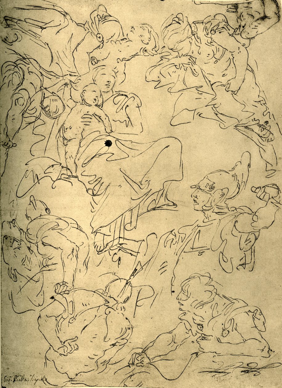 18928年中叶，带着孩子和天使研究圣母玛利亚 作者 乔凡尼·巴蒂斯塔·提埃波罗
