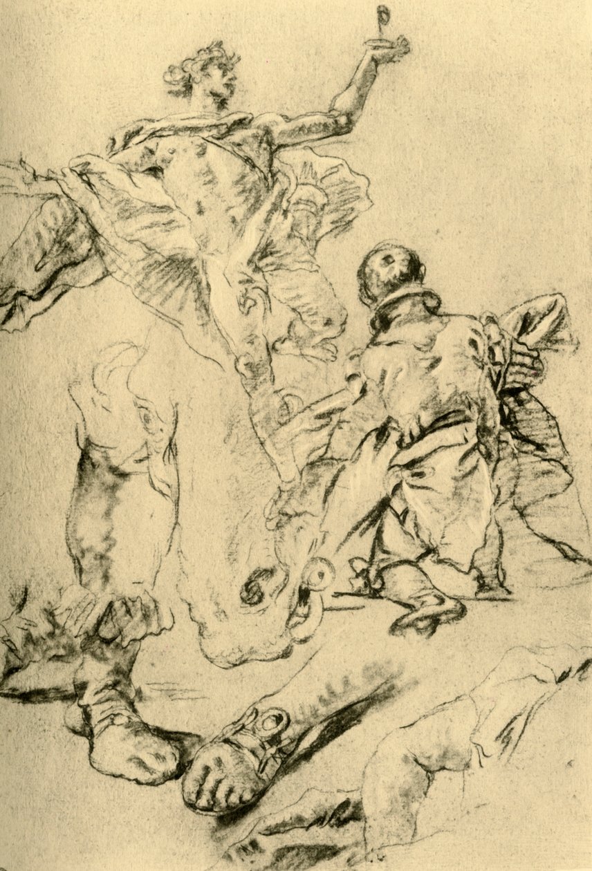 在1928年（1751-1752年）在Kaisersaal中研究一页 作者 乔凡尼·巴蒂斯塔·提埃波罗