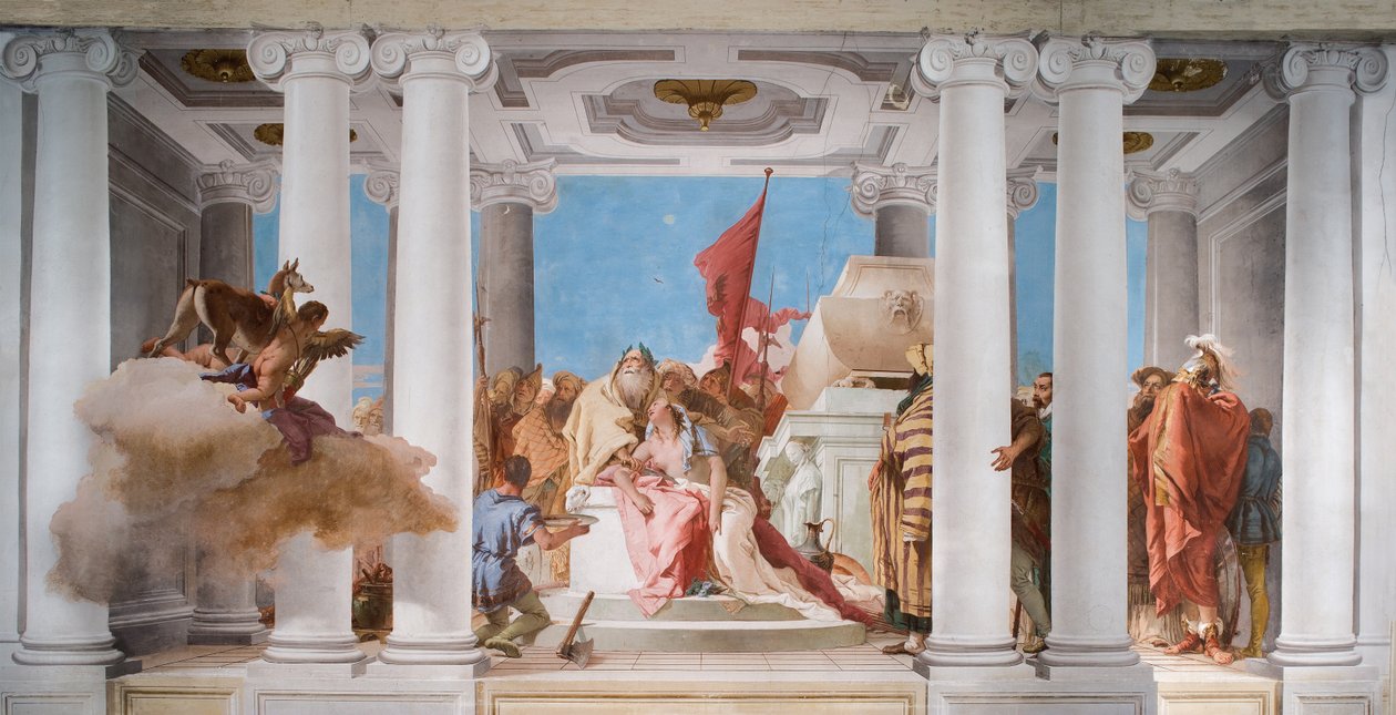 1757年，来自Palazzina入口大厅的Iphigenia祭祀 作者 乔凡尼·巴蒂斯塔·提埃波罗