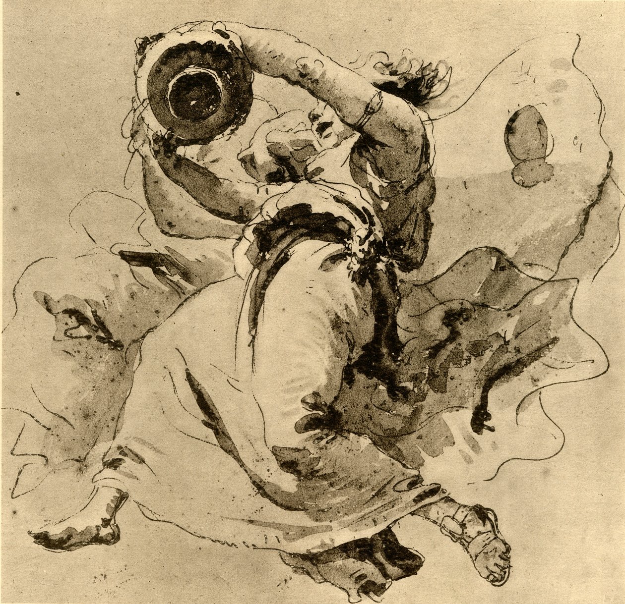 两位天才拿着一个罐子，18世纪中叶，1928年 作者 乔凡尼·巴蒂斯塔·提埃波罗