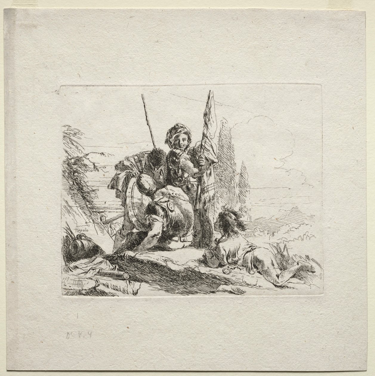 各种各样的随想曲：三士兵和男孩，1785年。 作者 乔凡尼·巴蒂斯塔·提埃波罗