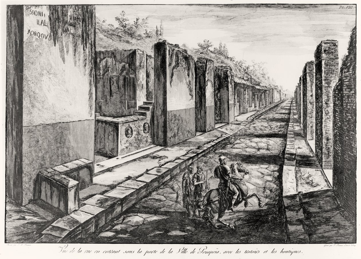 庞贝城的门户街景，由GB Piranesi的Antiquites de Pompeia，由Francesco Piranesi（1758-1810）1804雕刻而成 作者 乔凡尼·巴蒂斯塔·皮拉涅西