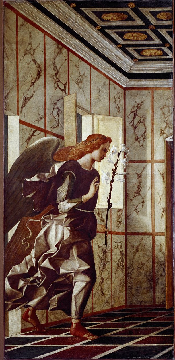 天使报喜》（面板上的钢笔画 作者 乔凡尼·贝里尼（Giovanni Bellini）
