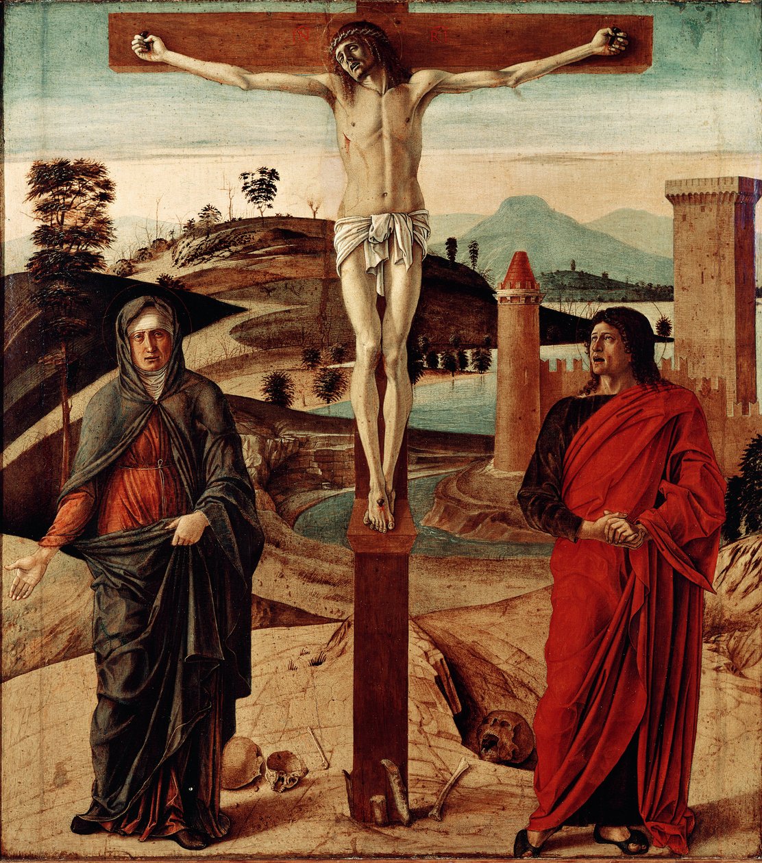 各各他或受难。 Giovanni Bellini dit il Giambellino (1432-1516) 的绘画。 尺寸：71x63cm。 佛罗伦萨，科尔。 康提尼·博纳科西 作者 乔凡尼·贝里尼（Giovanni Bellini）