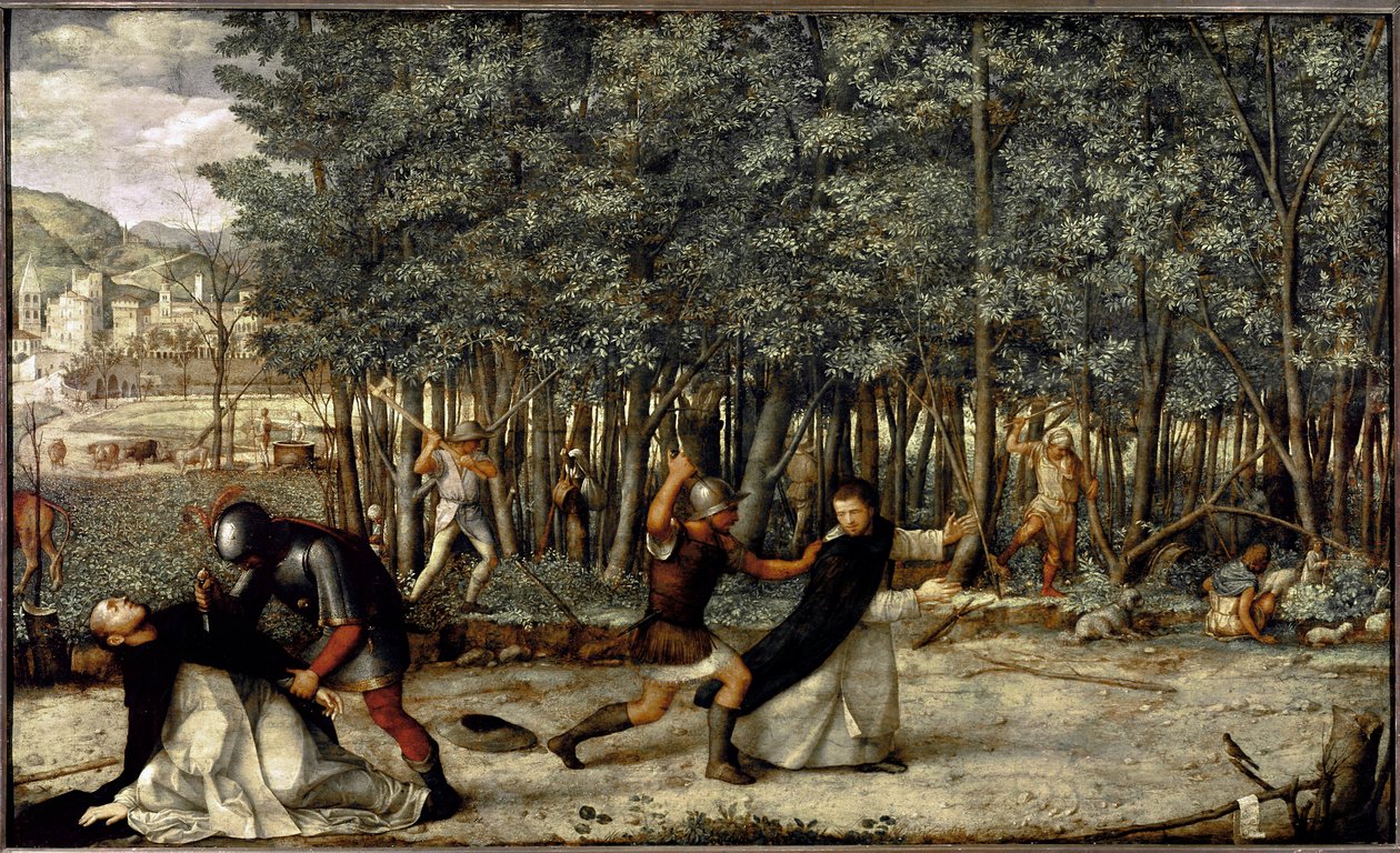 圣彼得殉道者之死（面板上的钢笔画，约1509年）。 作者 乔凡尼·贝里尼（Giovanni Bellini）