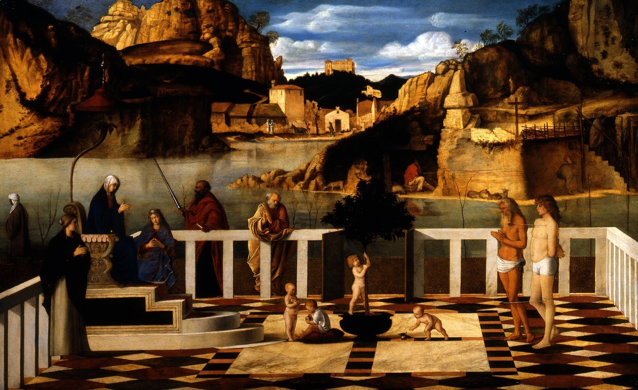 意大利语：神圣的寓言 作者 乔凡尼·贝里尼（Giovanni Bellini）