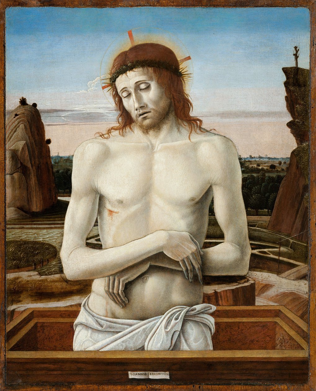 Le Christ de douleur, ou Christ represente en Homme de douleurs - The Man of Sorrows - Bellini, Giovanni (1430-1516) - 1460-1469 - Oil on wood - 50x40 - Museo Poldi Pezzoli, Milan 作者 乔凡尼·贝里尼（Giovanni Bellini）
