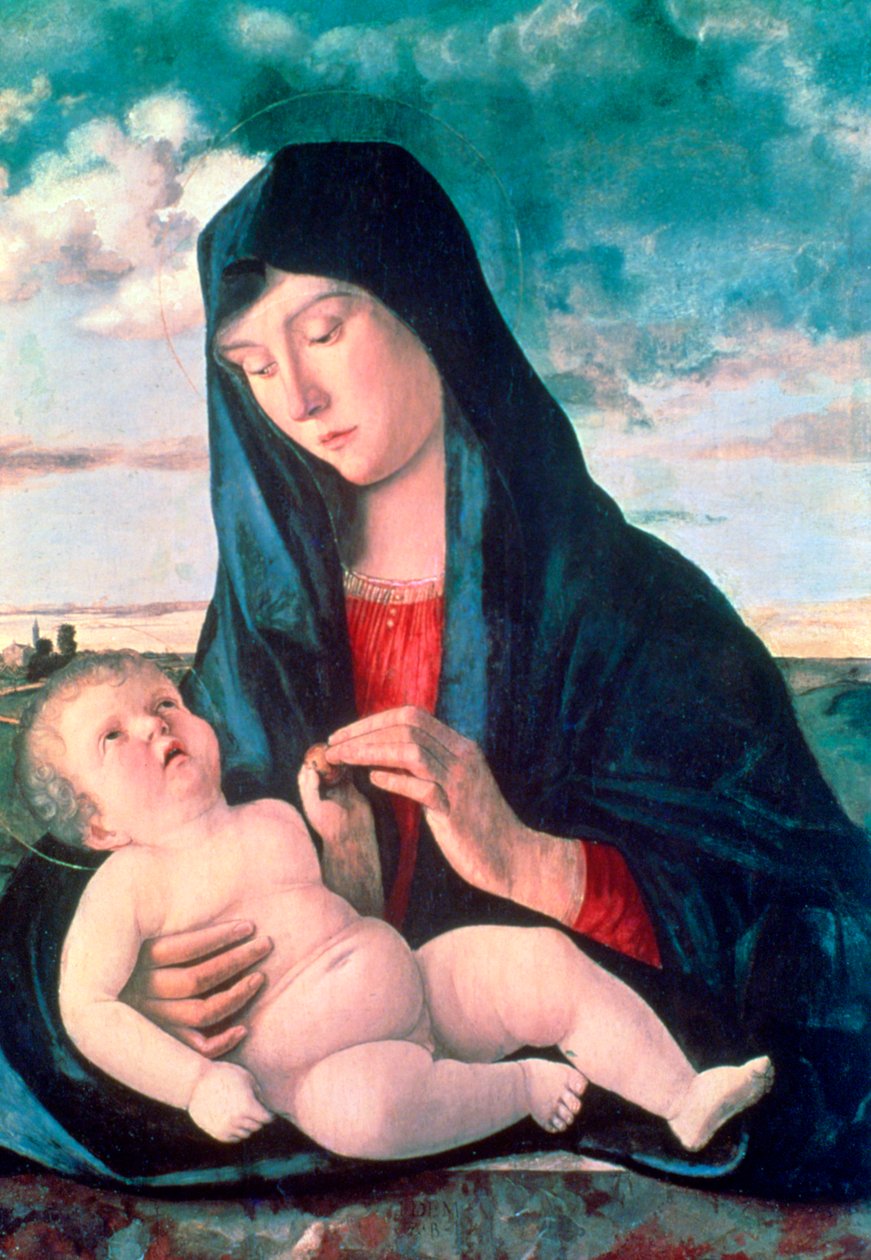 麦当娜和风景中的孩子，c1480-1485。 作者 乔凡尼·贝里尼（Giovanni Bellini）
