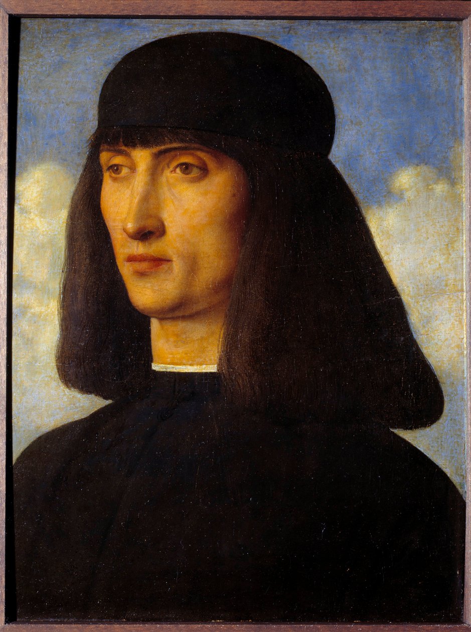 男子肖像。 Giovanni Bellini dit il Giambellino (1430-1516) 的绘画 作者 乔凡尼·贝里尼（Giovanni Bellini）