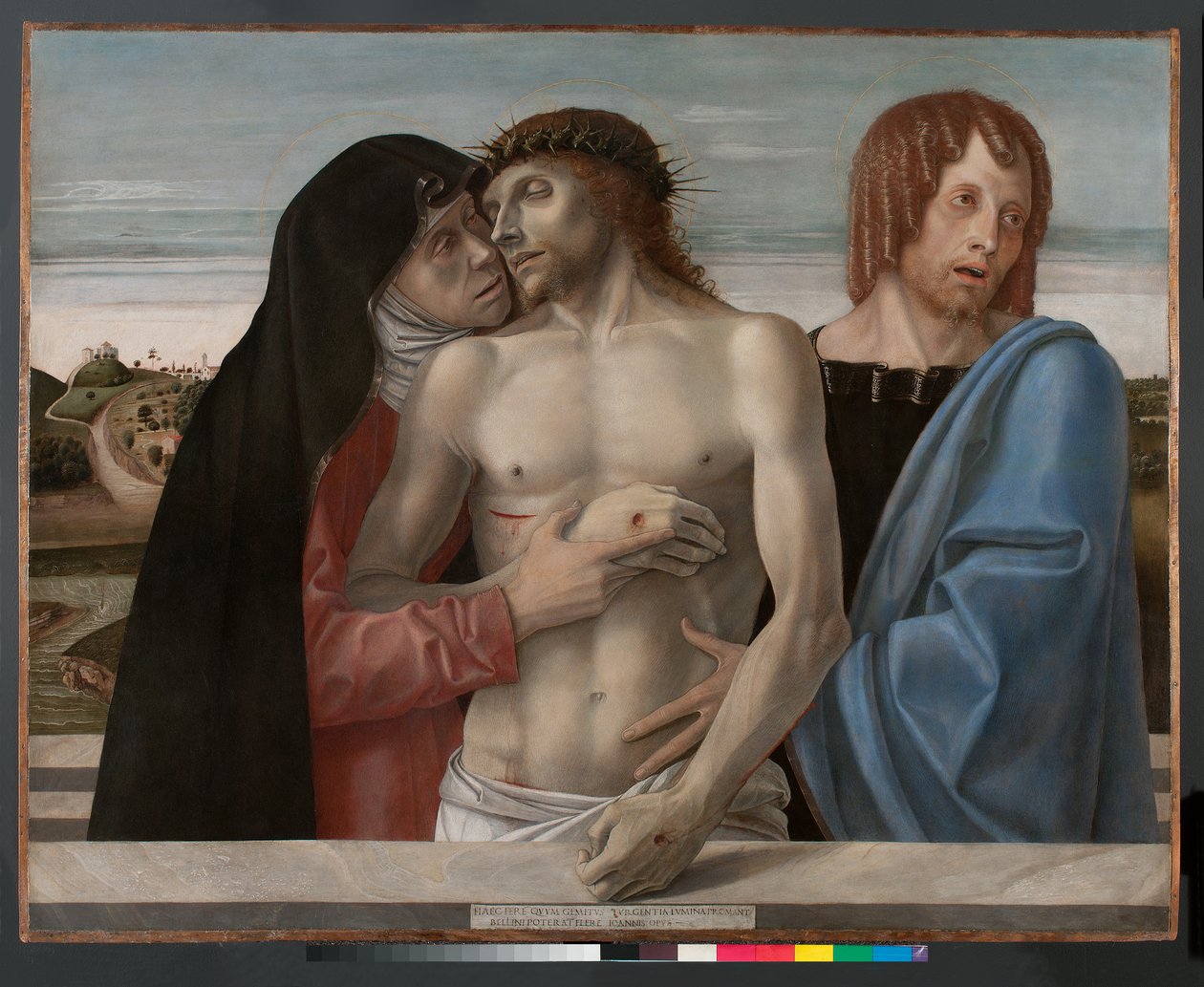 Pieta，c.1460（木头蛋彩画） 作者 乔凡尼·贝里尼（Giovanni Bellini）