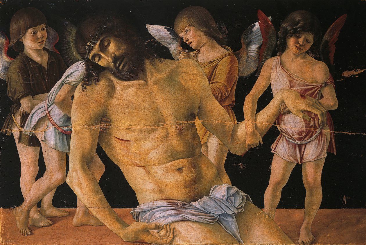 Pieta or Dead Christ Supported by Angels, c.1474 (tempera on panel) 作者 乔凡尼·贝里尼（Giovanni Bellini）