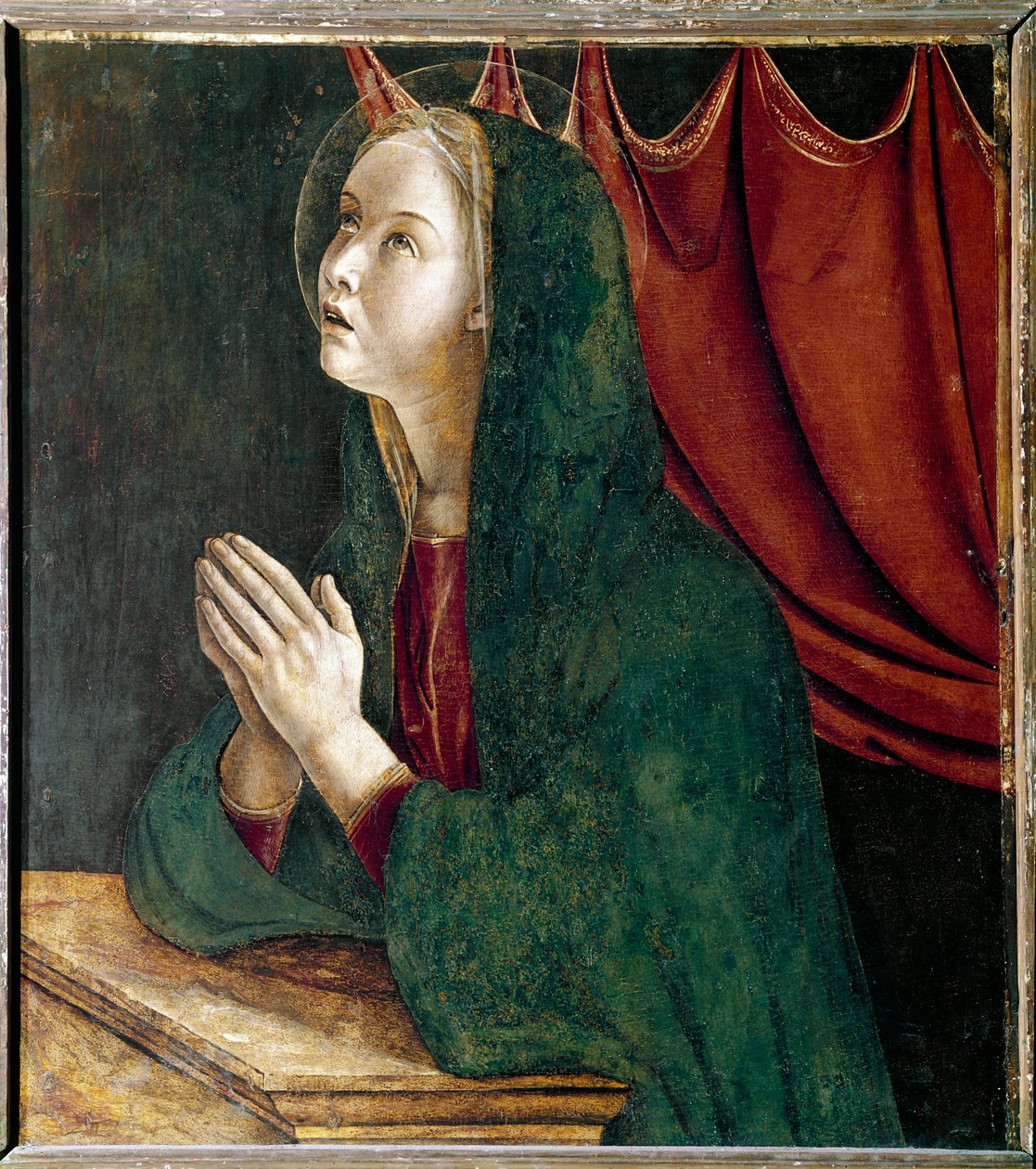 圣文森特-费里尔的多联画：报喜的圣女 乔瓦尼-贝里尼（Giovanni Bellini）（约1432-1516）1464-1468 Dim 72x67 cm威尼斯圣乔瓦尼和保罗教堂的绘画 作者 乔凡尼·贝里尼（Giovanni Bellini）